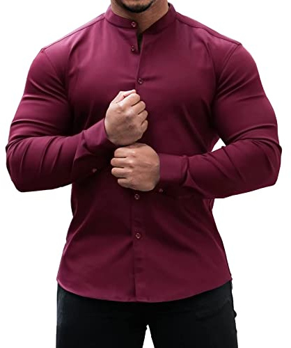 Camisas Hombre De Algodón Slim Fit Elastica Tejido Ligero Y Elastizado Suelta Camisa De Vestir Manga Larga Regular Shirt