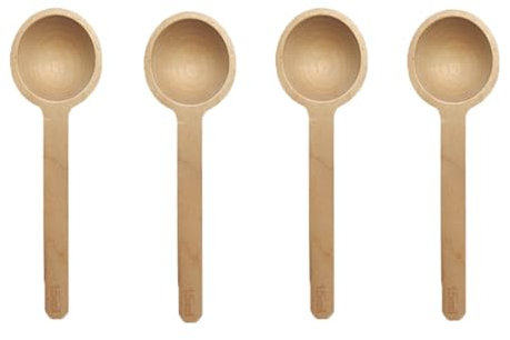 Träsked liten 4 stycken mini dessertskedar små trä spoonger saltsked liten keramik dessertsked serveringsbestick 16 x 7,4 cm liten kökssked för glasskopa krydda kaffe (trä5#)