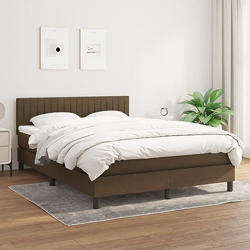 qohoio Boxspringbett mit Matratze Bettrahmen Boxspringbett Mit Matratze Bett Boxspringbett Dunkelbraun 140x200 cm Stoff - 3140220