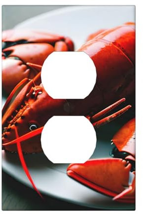 Cubiertas de salida con estampado de langosta, 1 placa de pared de tamaño estándar, cubiertas de placas frontales de policarbonato de doble salida