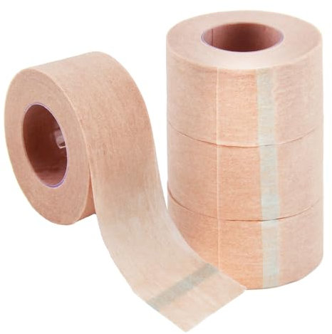 4 Rollen Micropore Tape Vliesstoffe Selbstklebender Verband 2,5 cm x 9,14m Atmungsaktives und Flexibles Mikroporen Klebeband für Wundversorgung, Sport, Wimpernverlängerung, Hautfreundlich