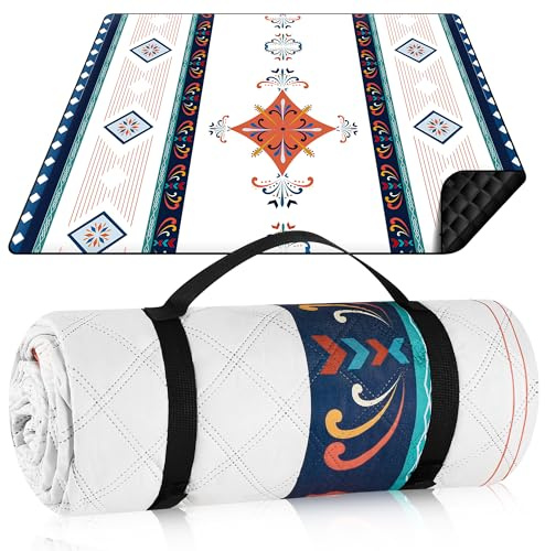 Zouway Manta de Picnic, Picnic Blanket Impermeable de 200×200cm, Manta de Playa XXL Lavable Portátil para Playa, Al Aire Libre, Barbacoa, Acampar de Viajes