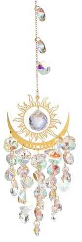 JVHLOV Acchiappasole Cristallo – Prisma Arcobaleno con Sole & Luna – Decorazione per Finestra, Giardino & Casa (1, SuncatcherCrystal01)