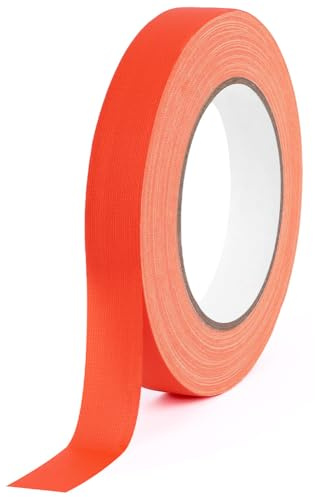 AYBUY Neon Gaffer Cloth Tape, 19mm x 25m Fluorescent Colors Pro Gaff Tape Adhesive Decorative Tapes for Glow Party Stage Decorations, Coding Floors Marking, UV Party, Red