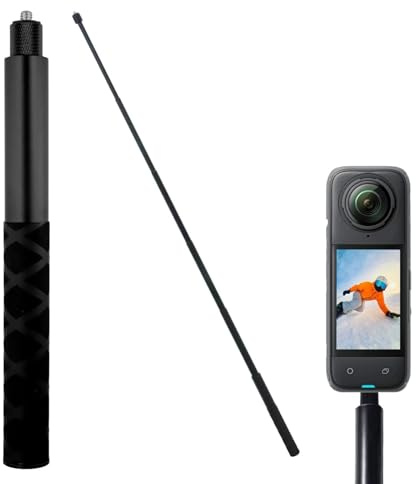 Asta selfie invisibile da 120 cm in alluminio per telecamere d'azione, asta telescopica, ultra leggera e pieghevole, compatibile con smartphone e microfono