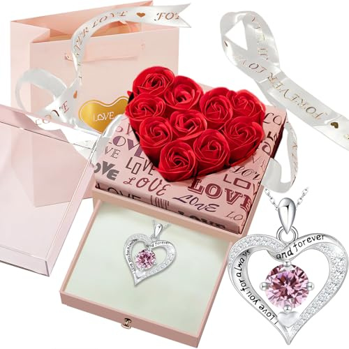 Scatola di Rose con 8 Rose Infinite Rosa Eterna Amore Regalo Confezione Fidanzata Moglie Anniversario Romantico Cuore Portagioie Idea per Regalo Natale,San Valentino per lei,Festa Della Mamma