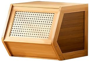 MumaHome Scaffale a Pila Modulare, Libreria a Cubi in Bambù, Contenitore impirabile per Salotto, Cucina, Camera da letto, Ufficio 35x30x31cm, colore Legno Naturale