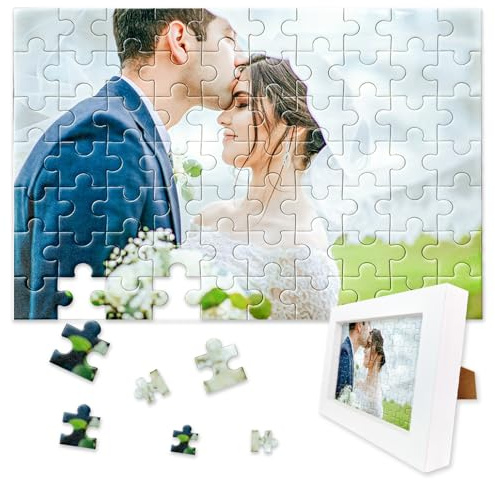 Rompecabezas personalizados para adultos de 1000/500/300/200/70 piezas, rompecabezas personalizado de madera con marco blanco, regalos personalizados para familia, mascotas, boda, cumpleaños, día de