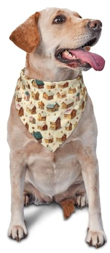 Pan De Jengibre Navideño Imprimir Pañuelos Perros Ajustable Baberos Perros Duradero Pañuelo El Cuello del Perro para Mascotas Gatos Cachorros
