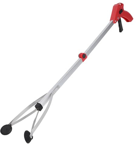 Glomora Trash Grabber Tool Pieghevole, Raccoglitore di rifiuti con Manico in Lega di Alluminio per la Raccolta dei Rifiuti di Foglie da Giardino (Manico Rosso)