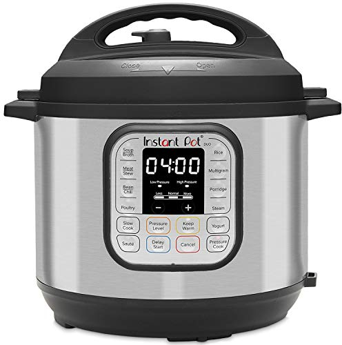 Instant Pot Duo 80, Autocuiseur 7 en 1 - Autocuiseur, Cocotte Minute, Cuiseur à Riz, Poêle, Yaourtière, Cuiseur Vapeur et Chauffe-Plat - Acier Inoxydable - 8 L