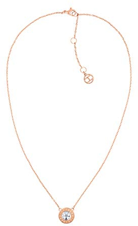 Tommy Hilfiger Jewelry Halskette mit Anhänger für Damen aus Edelstahl verziert mit einem Kristall - Erhältlich aus Rotgold oder Silber