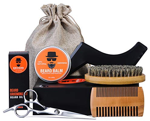 Set per la cura della barba, regalo con olio da barba (60 g) (30 ml), per barba, spazzola da barba, forbici da barba, pettine da barba,set regalo per uomini
