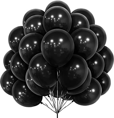 Black Balloons Set, 30 Pcs Balloon 12 Inch Matte Black Latex Balloons with Ribbon for Men Boys Women Girls Birthday Party Graduation New Year Retirement Halloween Christmas Anniversary Decorations