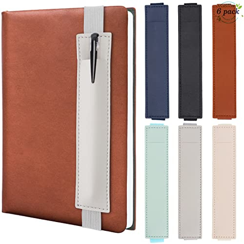 Towviy 6 Pezzi Astuccio Matite, Penna Custodia in PU Pelle con Fascia Elastica Legato a Quaderno Porta per Penne Capacitive Portapenne per Libri, 6 Colori