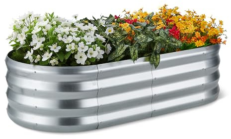 Amazon Basics Hochbeet für Garten und Balkon, Verzinkter Stahl, 121,8cm x 61cm x 31,2cm, Silber