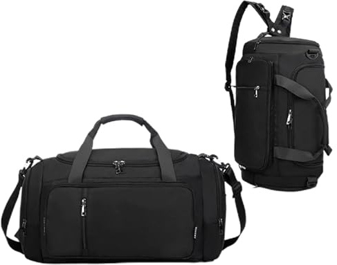 LZSFNYJAI Sporttasche mit Schuhfach und Nassfach, 40L Handgepäck Tasche Sportrucksack Damen Herren, für Reisen, Wandern, Schwimmen, Yoga, Camping (schwarz)