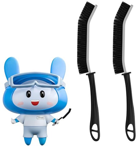 Cleangor Brosse à Joints, Brosses Nettoyage Salle de Bain, Brosse à Joint Carrelage, Brosses à Joints Poils Durs avec Poignée Ergonomique, pour Cuisine, Salle de Bain et Rails de Fenêtre (2, Noir)