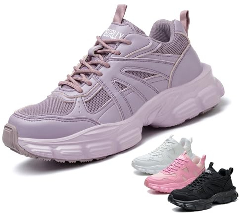 RenDiuJups Baskets de Sécurité Femme à Coque Acier - Chaussures de Travail Antidérapantes Légères & Respirantes - pour Chantier, Construction et Métiers Manuels(Purple,41 EU)