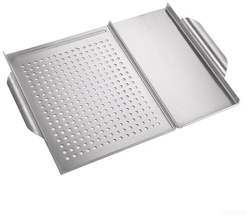 Vassoio per barbecue da esterno in acciaio inox per cucinare, forma quadrata, 45 cm x 30 cm 7 cm per una facile cottura alla griglia