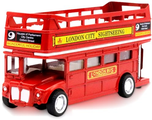 MIFKLMV Classic Taxi Bus Double Decker with Boxes Red Bus Models Toy Metal Die Cast Free Wheeling Action Toy Models Pull Back Car Model Accessories for Kids and Collectors -E