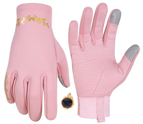 HANDLANDY Women Winter Running Gloves, Windproof Water-Resistant Touchscreen Gloves with Lightweight Thermal Liner for Cycling, Driving, Hiking & Cold Weather Activities(Pink, Small)