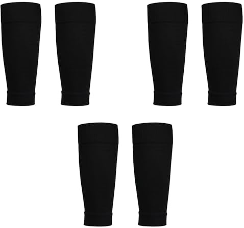 Wangqiuqiu 3 Pairs Football Sock Sleeves, Football Sleeve Socks,Pre-cut Soccer Socks Sleeves Elastic Sock Sleeve for Men Boys Youth for Soccer Running or Training, Impact Protection (Black)