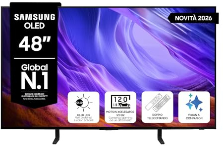 Samsung Smart TV 48 QE48S83HAEXZT OLED 4K, NQ4 AI Gen2 Processor, OLED HDR, Motion Xcelerator 120Hz, Dolby Atmos, FreeSync Premium, Premium Gaming Pack, Vision AI, Contour Design, Alexa, 2026