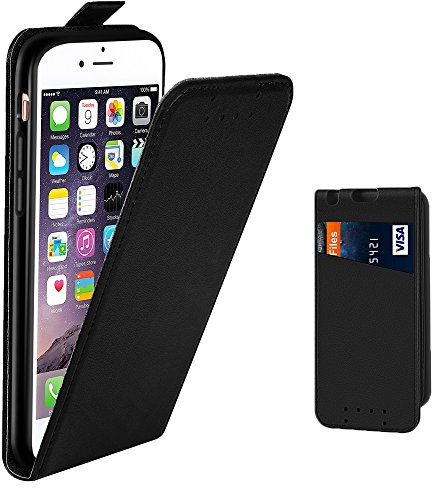 Supad iPhone 6 Hülle, iPhone 6S Hülle, Leder Tasche für Apple iPhone 6 / 6S 4,7 Zoll Handyhülle Flip Case Schutzhülle (Schwarz)