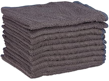 Relaxdays Set 10 Bayetas Microfibra Multiusos, Poliéster, Gris, 40 x 30 cm