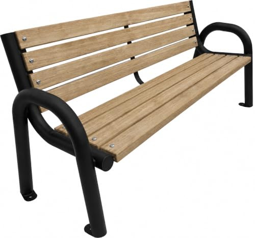Banc de Jardin en Bois 125 cm, Banc Extérieur Jardin en Métal 500 kg | Épicéa Scandinave Imprégné, Lattes De 4,5 Cm D'épaisseur, Cadre Acier Thermolaqué, Résistant Aux Intempéries