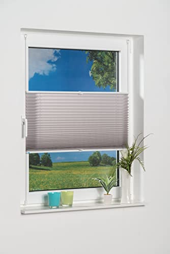 K-home Klemmfix-Plissee, Grau, 70cm x 130cm (B x L)