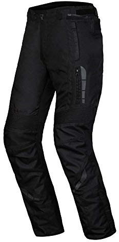 REBELHORN Thar II Motorrad Tour Hose Schwarz für Männer 3-lagiges wasserdichtes Membran-Isolierfutter CE-Level 1 Protektoren Clima System rutschfeste Paneele Reflektierende Elemente