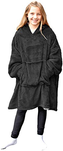 HOMELEVEL Sweat à Capuche XL - Plaid avec Manches Capuche et Poche en Polaire Sherpa - Pull Poncho Enfant Fille garçon Hiver canapé TV Maison