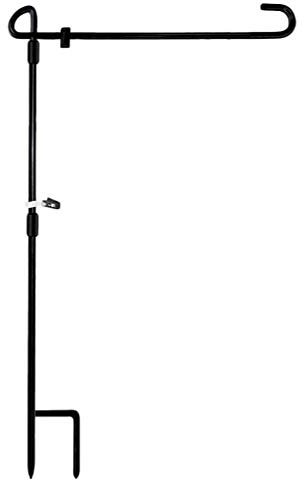 Hemoton Gartenfahnenhalter Stehen Gartenfahnenstange Hof Banner Stehen für Hof Außendekoration (Schwarz)