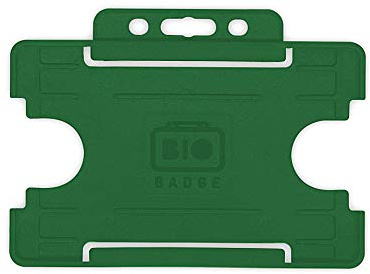 BioBadge Dark Green Card Holders Open-Faced for ID Badge Landscape 100 Pack