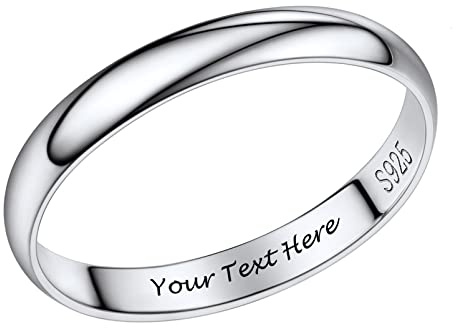 PROSILVER Anillos Dedo Plata 925, Alianzas de Pareja, 2mm/3mm/5mm Ancho, Grabados Personalizables, Con Caja de Regalo