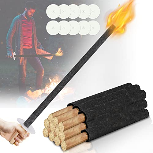 Sonnewelt Lot de 10 torches en cire naturelle - Durée de combustion : 90 min - Qualité supérieure - Avec poignée extra longue - Torches pour randonnée en extérieur