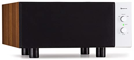 auna Two Hi-Fi Subwoofer mit Auto-Off, 80W RMS Subwoofer Passiv, HiFi-Lautsprecher Boxen für Heimkino, klein mit Starkem Bass, 100W HiFi Anlage, AUX für MP3 & CD Player, Lautstärkeregler