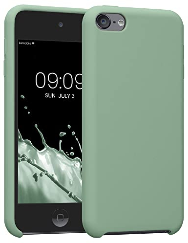 kwmobile Étui Compatible avec Apple iPod Touch 6G / 7G (6ème et 7ème génération) - Étui Coque Protection en Silicone pour Lecteur MP3 Vert Porcelaine