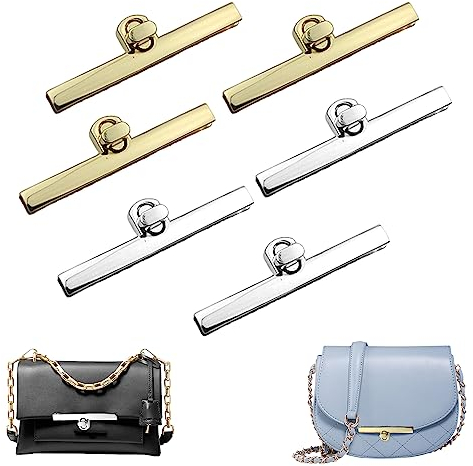 ZIOYA 6 Stück Taschenverschluss Metall Tasche Verschlüsse Taschenzubehör Steckschloss für Taschenzubehör Verschlüsse Taschen DIY Handwerk (Hell Gold/Silber)