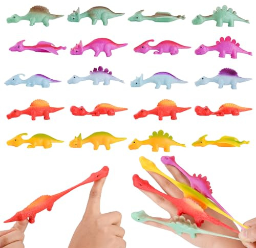 YAOZUP Slingshot Dinosaurs, 20 Pezzi Fionda da Dito di Dinosauro, Dito Volare Dinosaur, Slingshot Dinosaur Finger Toys, Giocattolo da Festa di Dinosauro per Bambini, Colore Casuale