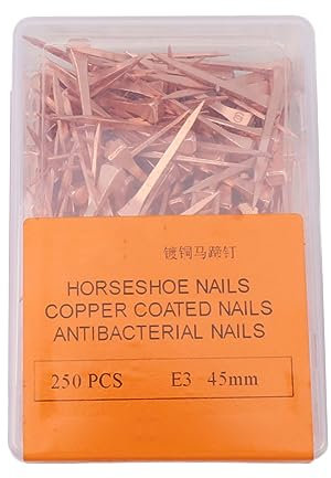 Tyenaza 250 Clavos De Herradura, Herramientas De Herradura Chapadas En Cobre, Clavos para Herradura para Entrenamiento De Caballos, Equitación Deportiva Ecuestre(45mm)
