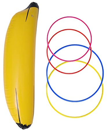 ifundom Gioco di Lancio Anelli a Forma di Banana Gonfiabile 5 Elementi in Pvc Spesso, Giocattolo Divertente per Ragazzo Ragazza e Decorazione Festiva per Camera e Giardino