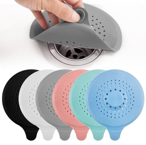 VEPEPE 6 Pezzi Filtro Scarico Lavandino in Silicone, Raccogli Capelli Doccia, Alto Volume Filtro Lavandino Cucina, Prevenire l'intasamento per Vasca da Bagno e Cucina