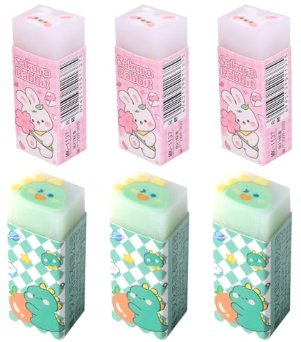 Radiergummi 6 Stück Radierer 2B Weich Plastik Gummi Radiergummis Radiergummi Niedliche Mini Radierer für Schule zuhause und im Büro