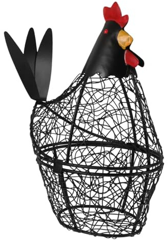 Amosfun Farmhouse Chicken Egg Collector Basket, Kitchen Countertop Storage Baskets with Handle for Eggs, Vegetables, Fruits (25x12x26cm)