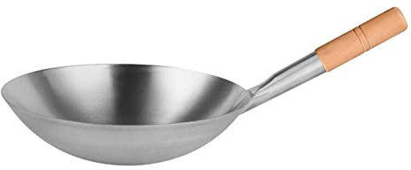TERNCOEW Wok in acciaio inox, diametro 24 cm e 26 cm, rivestimento antiaderente, rotondo, per mescolare e soffriggere