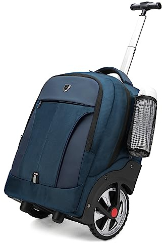 GOTECH Rullande, vattentät ryggsäck med hjul för affärer, högskolestudenter och resependlare, handbagage ryggsäck med laptopfack, passar 17-tums bärbar dator, ryggsäck med hjul för vuxna, blå, 20,