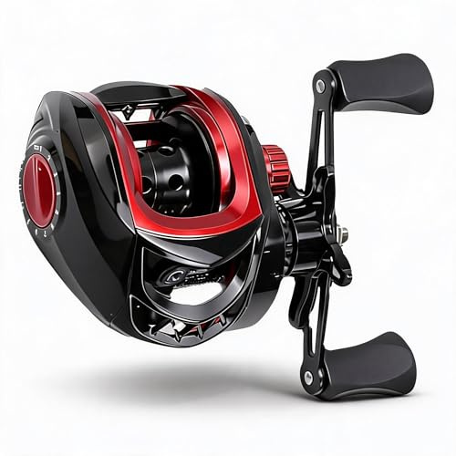 Metal Long Cast Kraftfull Baitcaster Fiskerulle med Anti-explosionslinjefunktion, 7,2:1 Utväxlingsförhållande, 8 Kg Bromskraft för Saltvatten Sötvatten (höger hand)